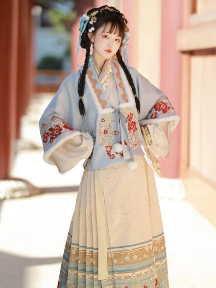 Winter Women Hanfu Ming Dynasty Aoqun Dress For New Year Newhanfu