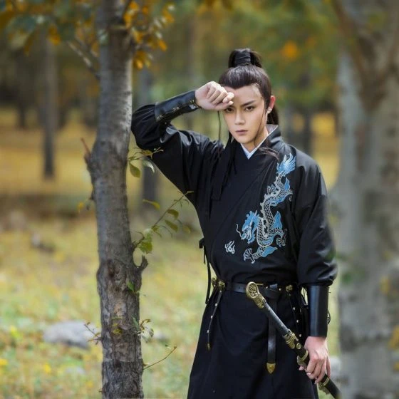 Black Dragon Men's Hanfu Feiyufu Robe - Newhanfu 2023