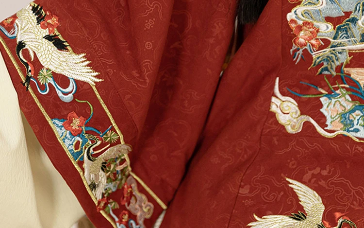 Ming Dynasty New Year Hanfu Vintage Crane Winter Horse Face Skirt