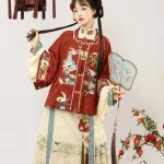Ming Dynasty New Year Hanfu Vintage Crane Winter Horse Face Skirt