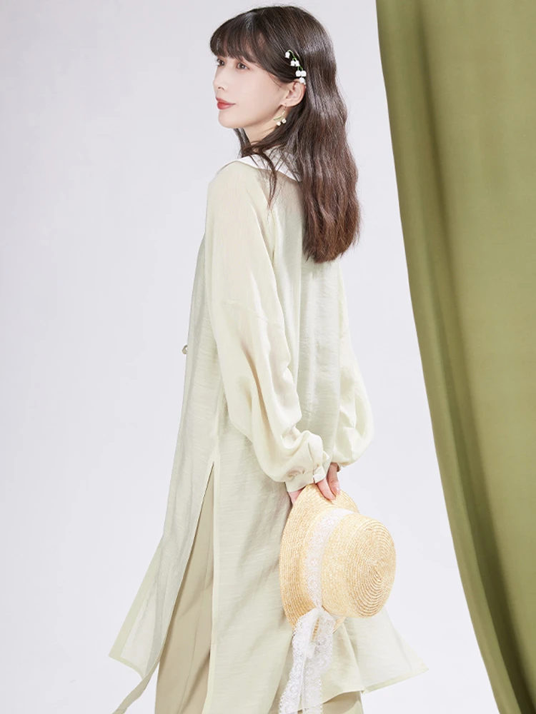 Ming Style Improved Round Neck Long Shirt Women's Autumn Hanfu