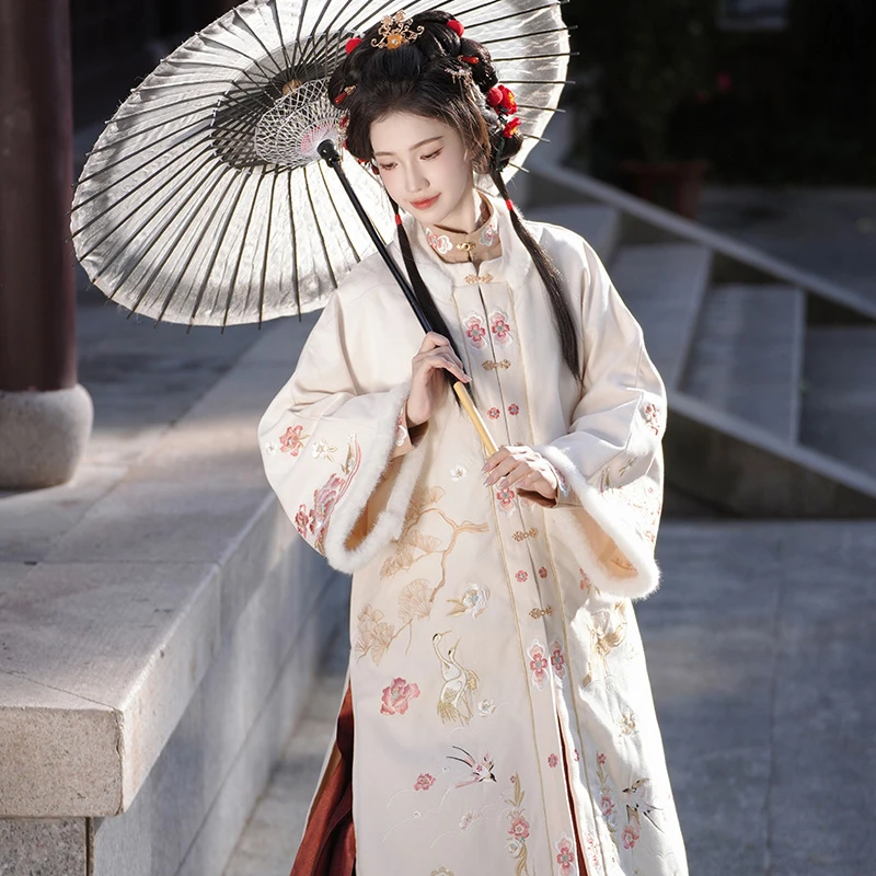Women Winter Aoqun Ming Dynasty Thick Hanfu Coat - Newhanfu