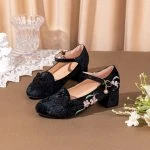High Heeled Pointed Toe Cheongsam Shoes Vintage Chinese Style Ethnic Shoes
