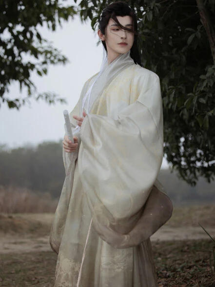Men's Ming Dynasty Daopao Robe Printed Gradient Color Hanfu - Newhanfu
