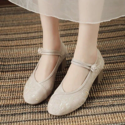 Vintage Cheongsam Embroidered Shoes Spring Ancient Style High Heels