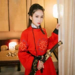 royal heroine red hanfu robe