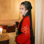 royal heroine red hanfu robe
