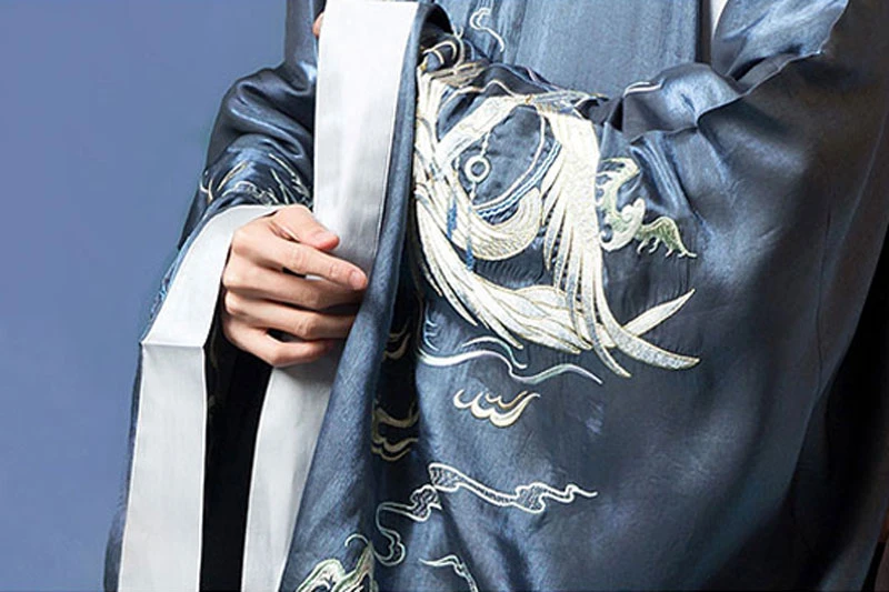 young bookman male navy hanfu robe