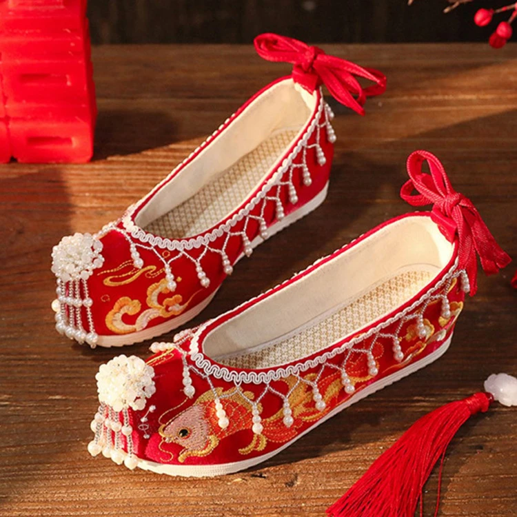Ancient Style Hanfu Wedding Embroidered Shoes Chinese Style Bridal Shoes