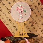 Classical Embroidered Tuanshan Ladies Dance Fan Red Flower