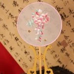 Classical Embroidered Tuanshan Ladies Dance Fan Red Flower