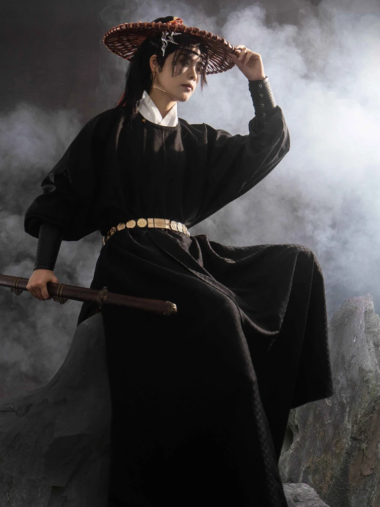 Men Tang Dynasty Round Collar Robe Autumn Martial Arts Style Hanfu