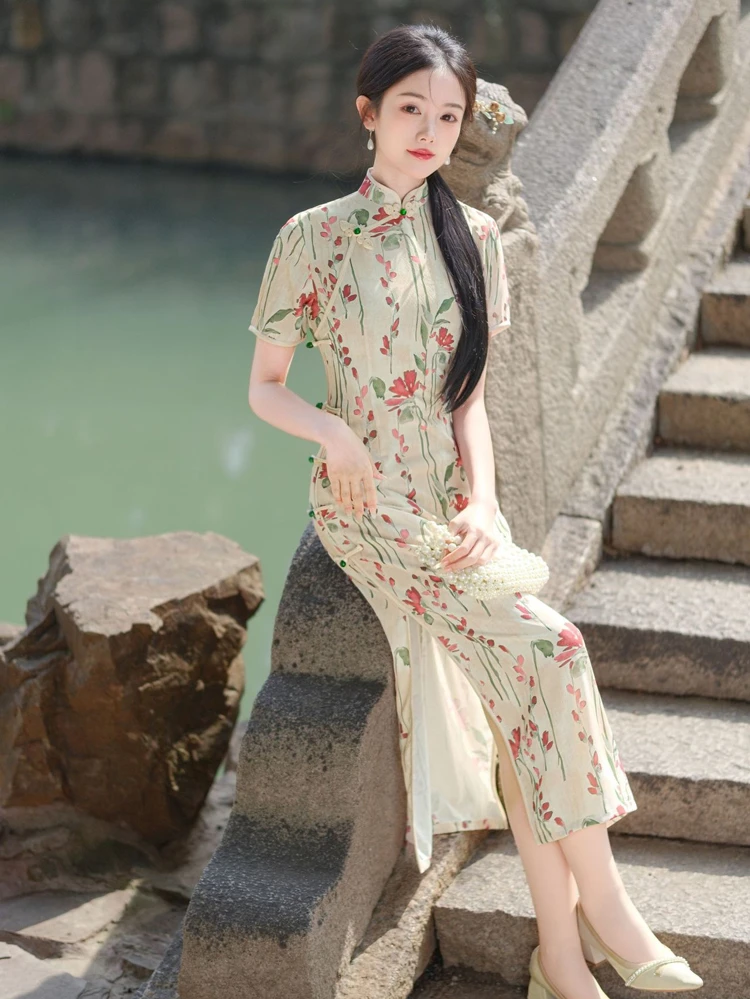 Summer New Cheongsam Daily Fashion Elegant Improved Dresses 