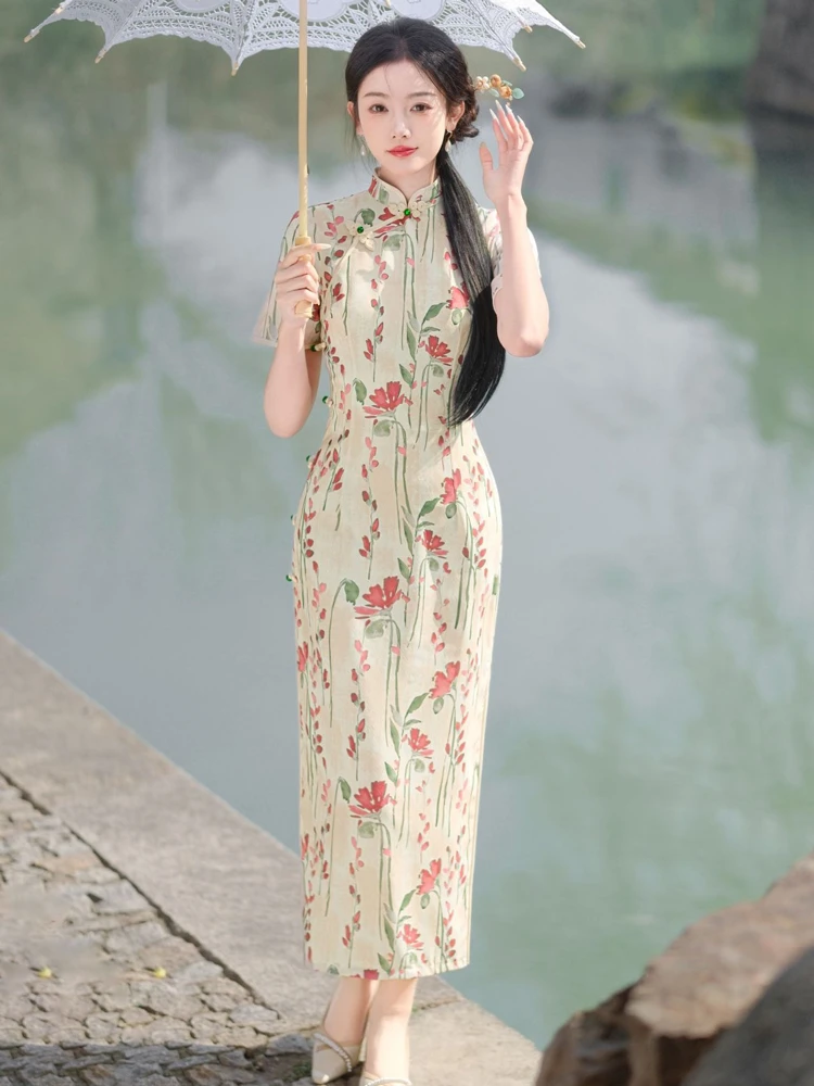 Summer New Cheongsam Daily Fashion Elegant Improved Dresses 