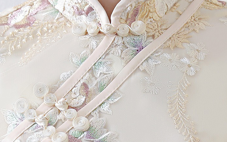 Women Champagne Cheongsam Evening Gown Qipao Dresses