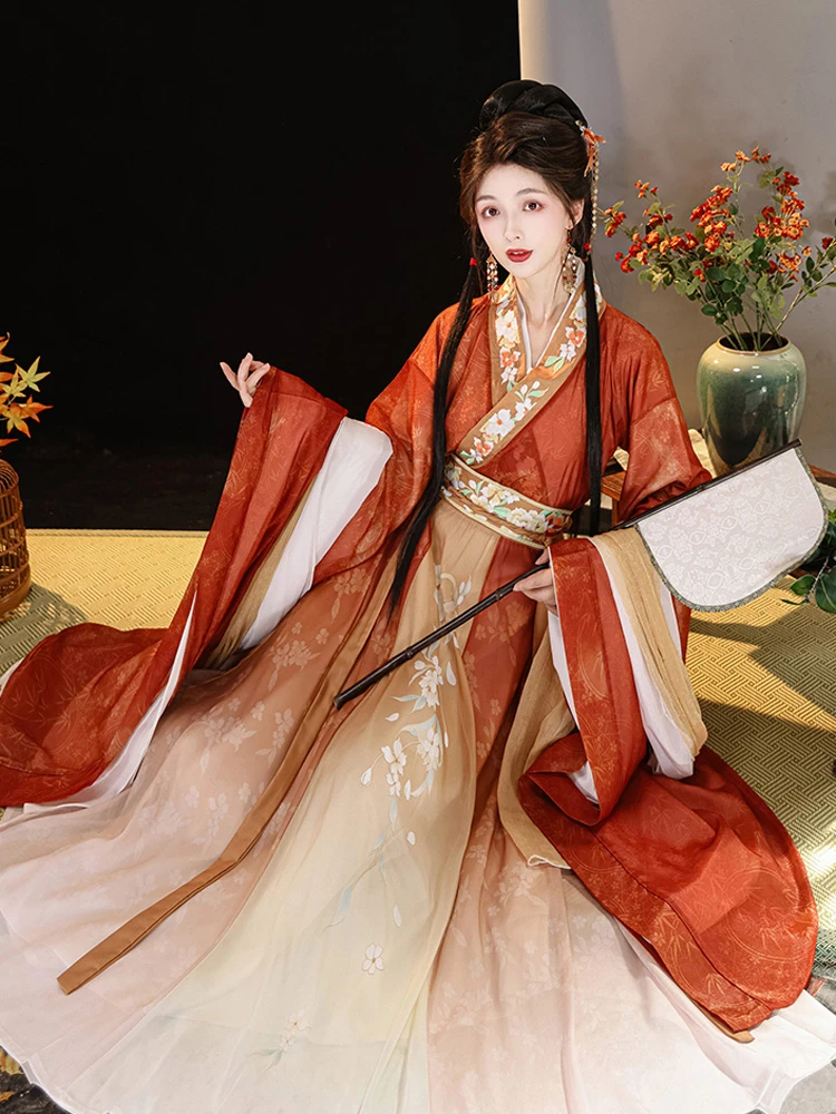 Women Qiyao Hanfu Dress Wei Jin Large Sleeve Fairy Costume