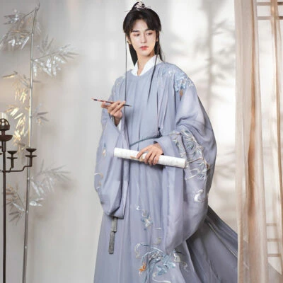 cloud orchid male hanfu blue robe