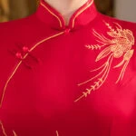 long cheongsam red wedding qipao dress