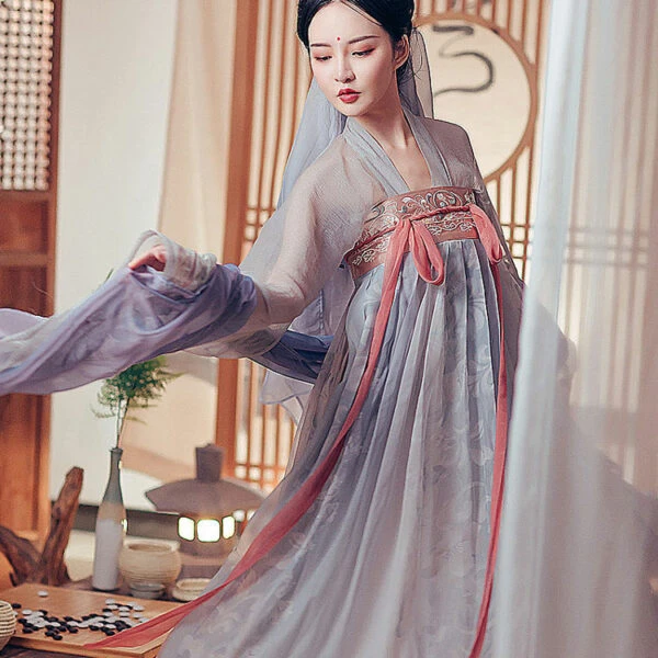 Chess Fairy Gray Purple Qixiong Hanfu Dress - Newhanfu