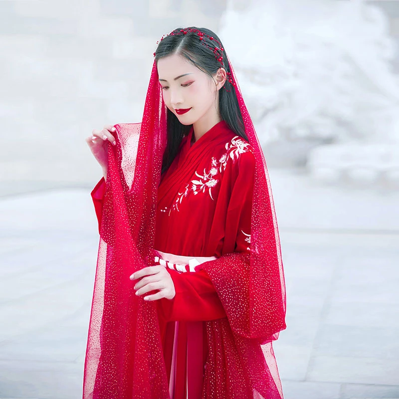 red wedding hanfu dress