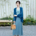 spring blue sexy hanfu dress