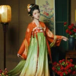 tang princess heziqun hanfu qixiong red green