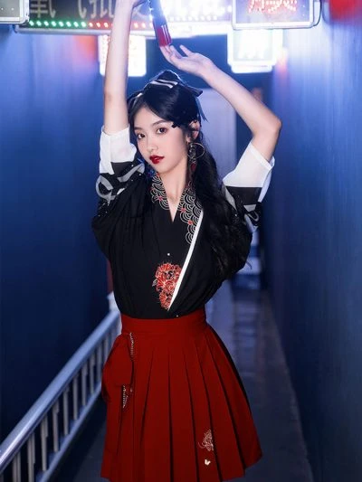 Night Bana Black & Red Fashion Hanfu Dress - Newhanfu 2024