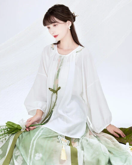 Green Butterfly Women's Hanfu Daily Dress - Newhanfu