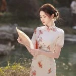 Summer Qipao Koi Lady Slim Long Cheongsam Daily Dress