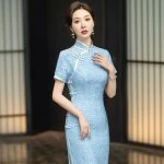 Vintage Women Cheongsam Elegant Long Silk Long Qipao Dresses