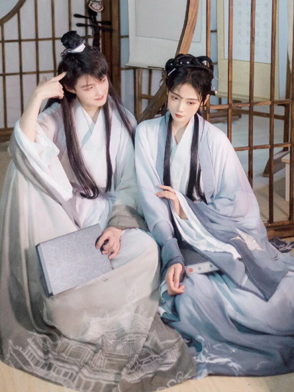 Crane Tower Couple Hanfu Unisex Dress - Newhanfu 2023