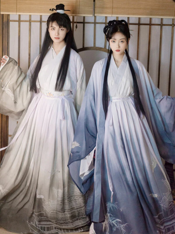 Crane Tower Couple Hanfu Unisex Dress - Newhanfu 2023