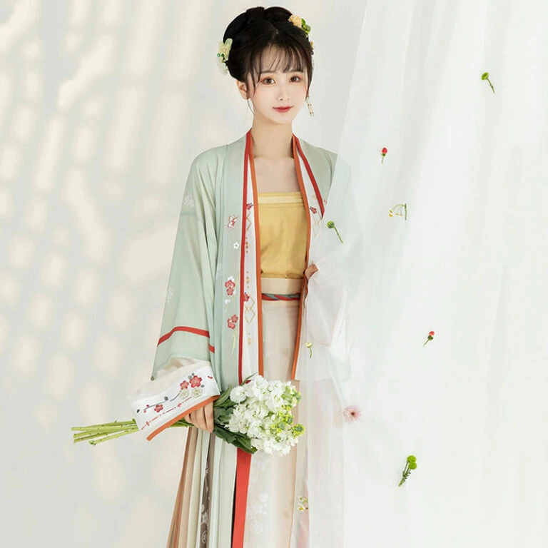 Morning Flower Spring Green Modern Hanfu Dress - Newhanfu