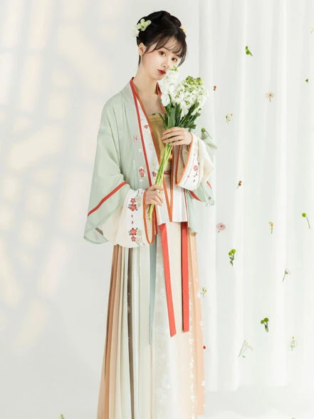 Morning Flower Spring Green Modern Hanfu Dress - Newhanfu