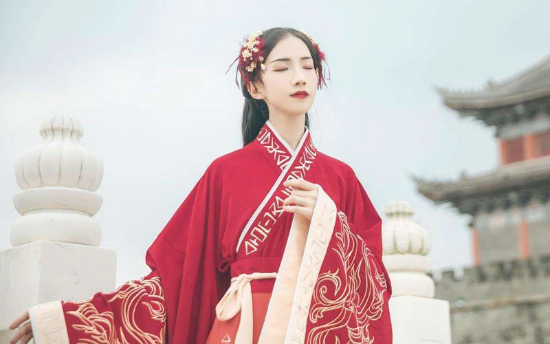 traditional chinese dress red hanfu