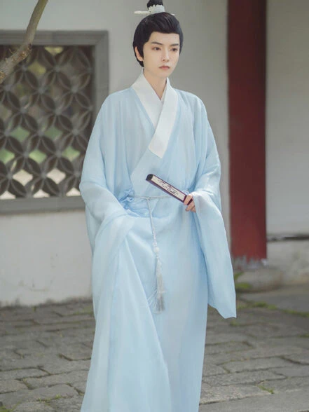 Jacquard Daopao Hanfu Blue, White Robe - Newhanfu 2024