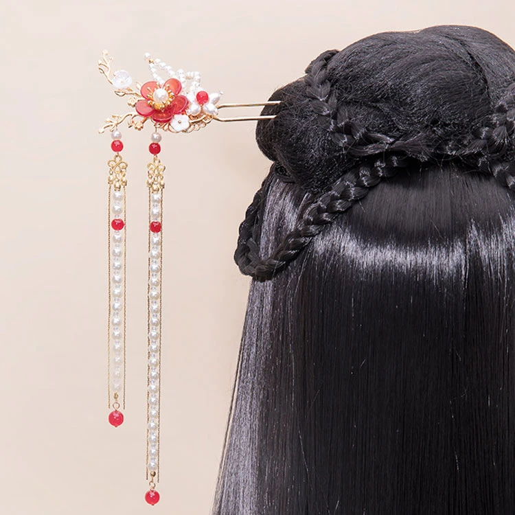 Plum Hairpin red hanfu jewelry
