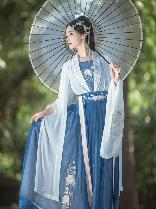 women blue hanfu dress