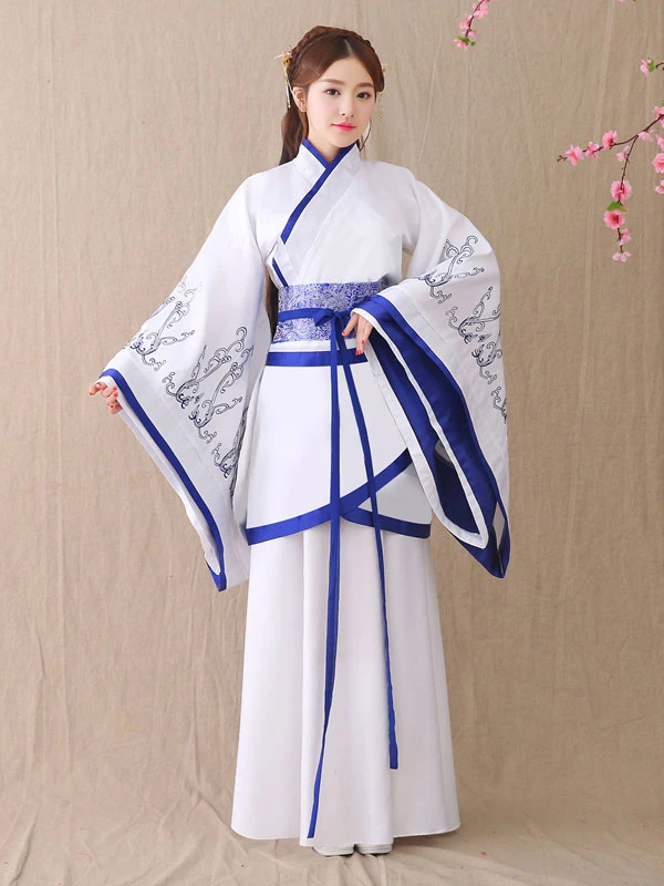 women blue hanfu dress