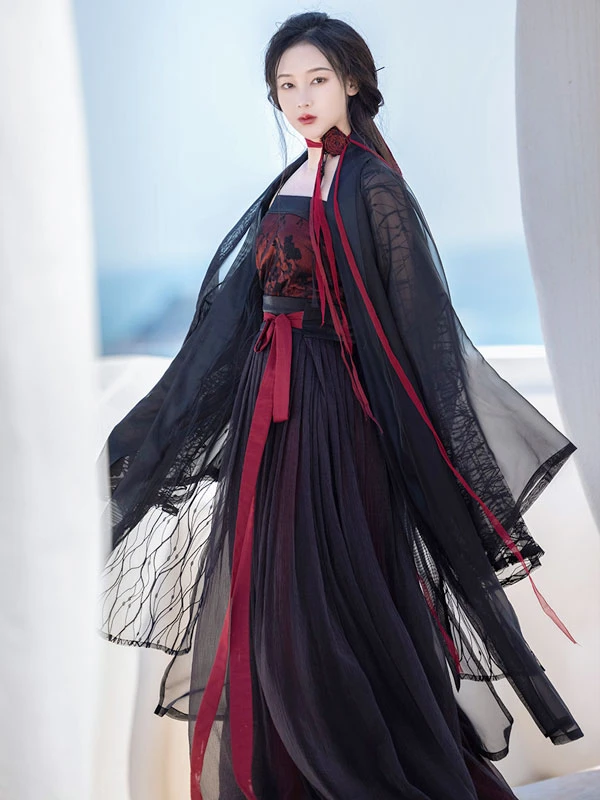 womens black hanfu dress