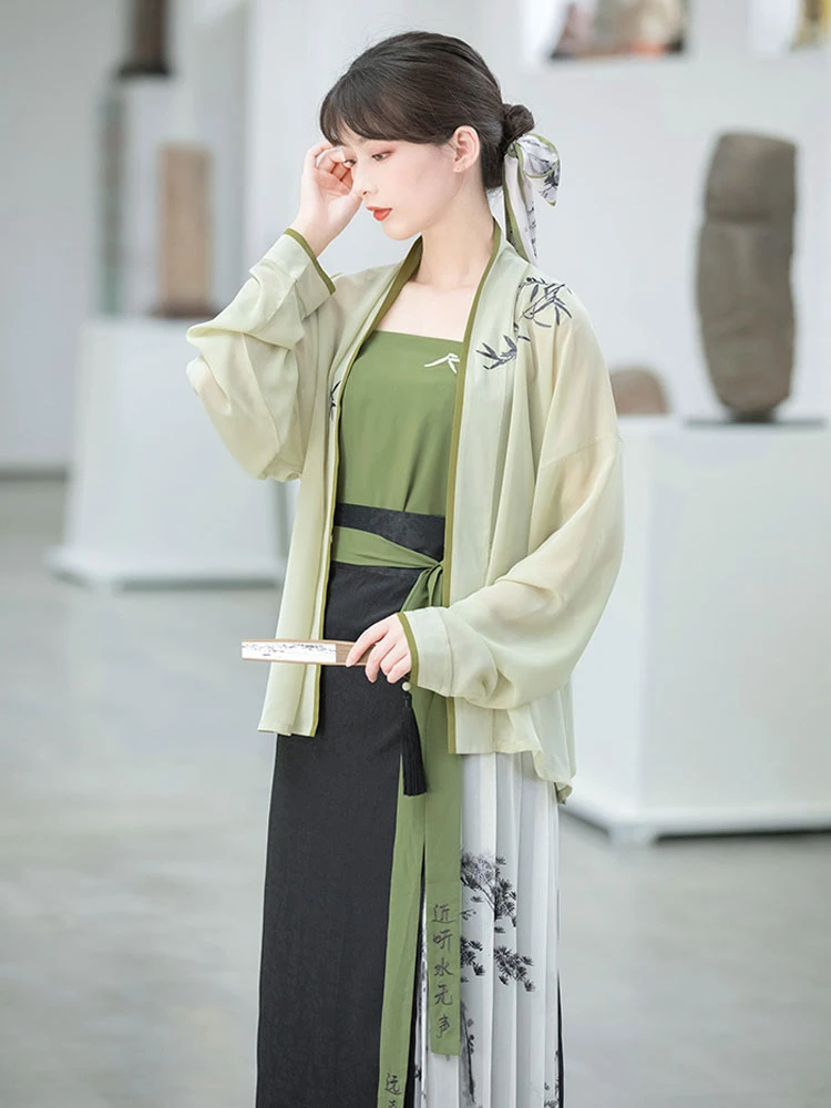 Bamboo Landscape Green Hanfu Dress