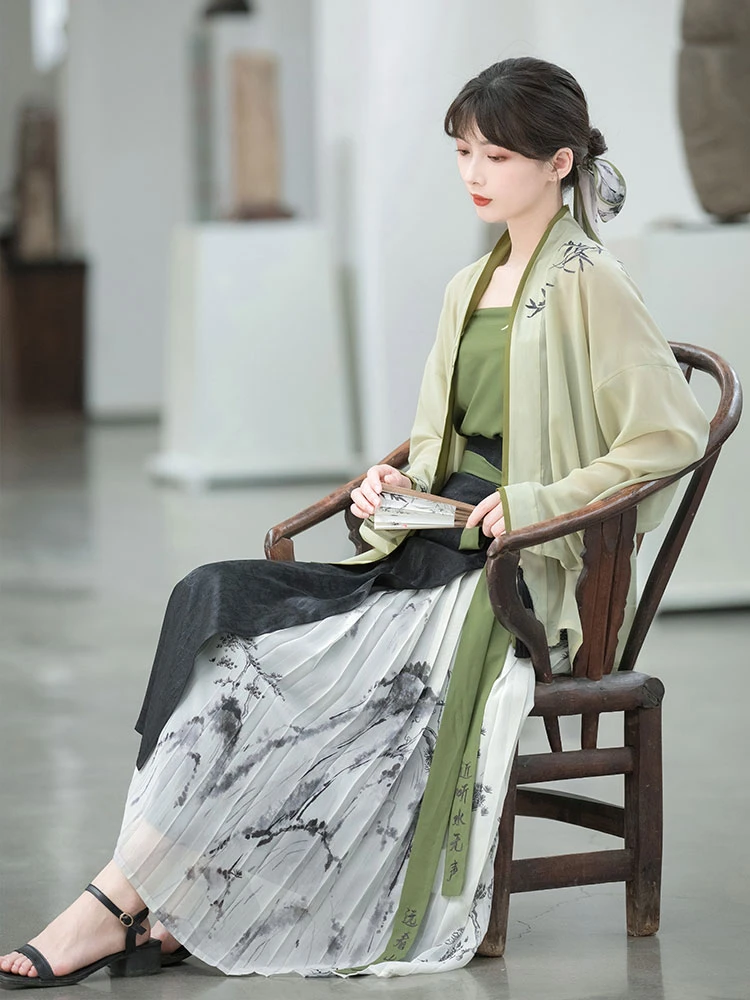 Bamboo Landscape Green Hanfu Dress