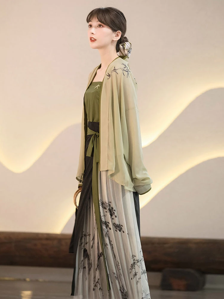 Bamboo Landscape Green Hanfu Dress