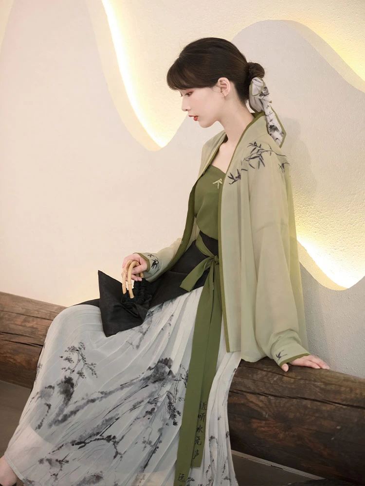 Bamboo Landscape Green Hanfu Dress