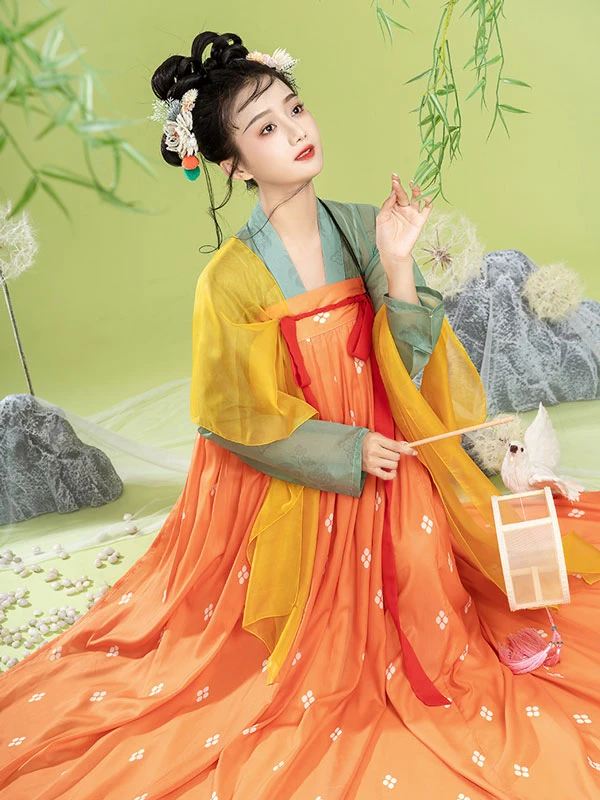 bright orange hanfu dress you can pick from newhanfu