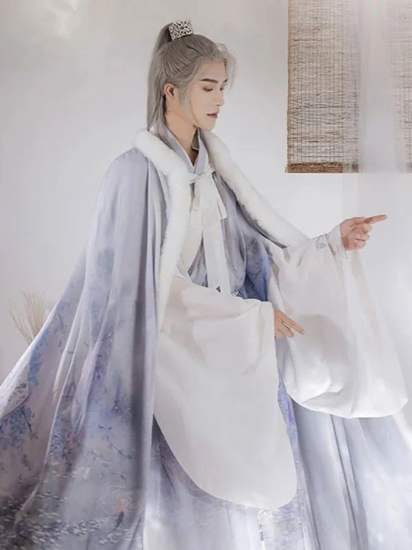 colorful hooded hanfu cloak