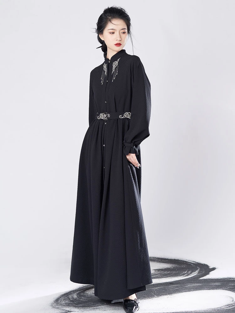black hanfu trench coat