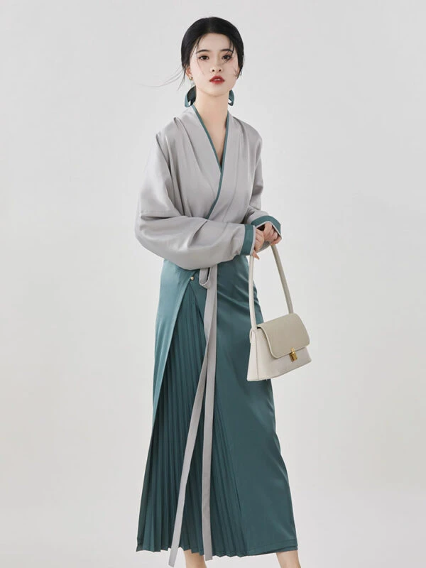 Tea Aroma Modern Orange & Gray Hanfu Outfit - 2023