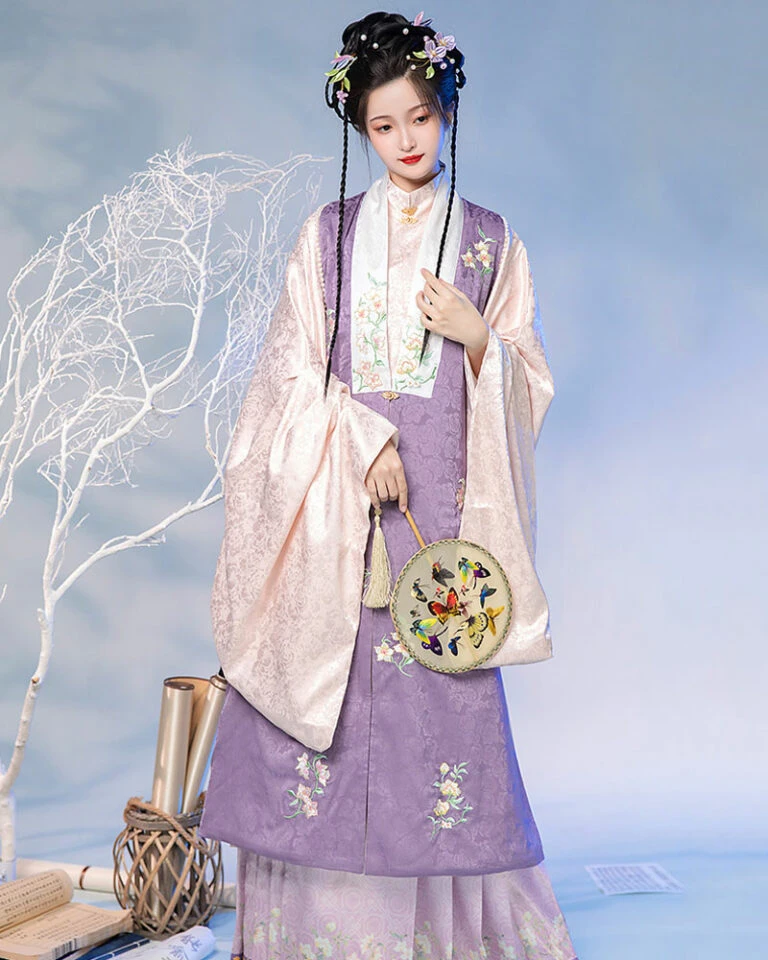 Moon Flower Green Purple Winter Hanfu Dress - Newhanfu 2024