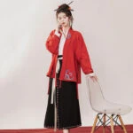 autumn velvet red black hanfu for women